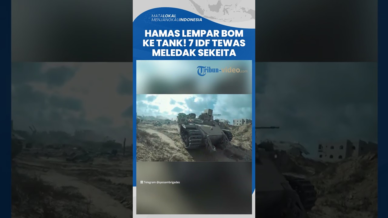 Detik-detik Brigade Al-Qassam Lempar Bom ke Dalam Tank Berisi Tentara Israel, 7 IDF Tewas Meledak