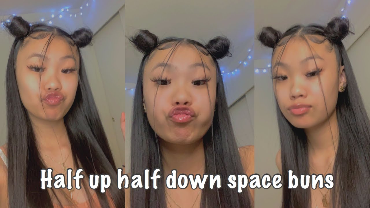 Half up Half Down Space Buns Hair Tutorial