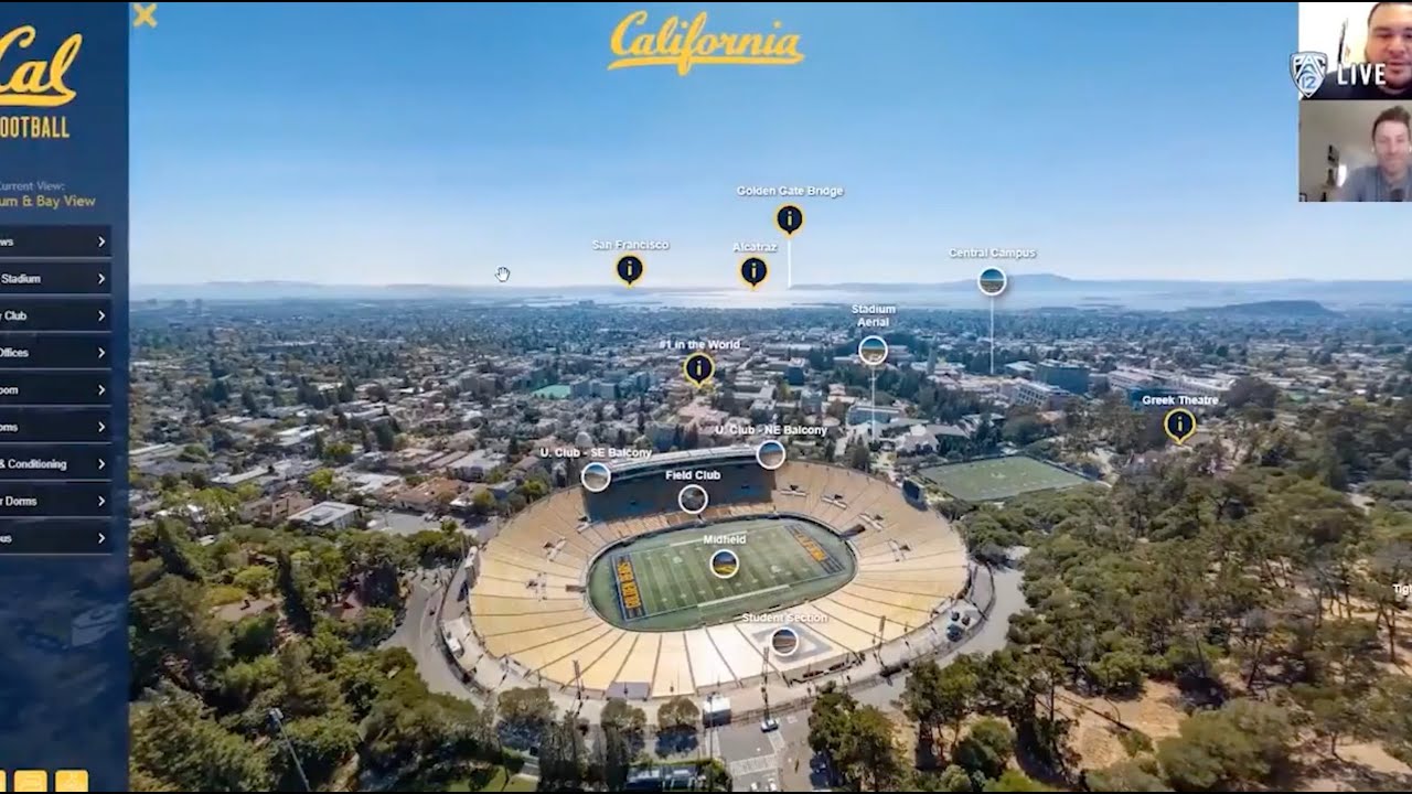 Benji Palu demos Cal's virtual tour of the Berkeley campus and football facilities with Yogi Roth