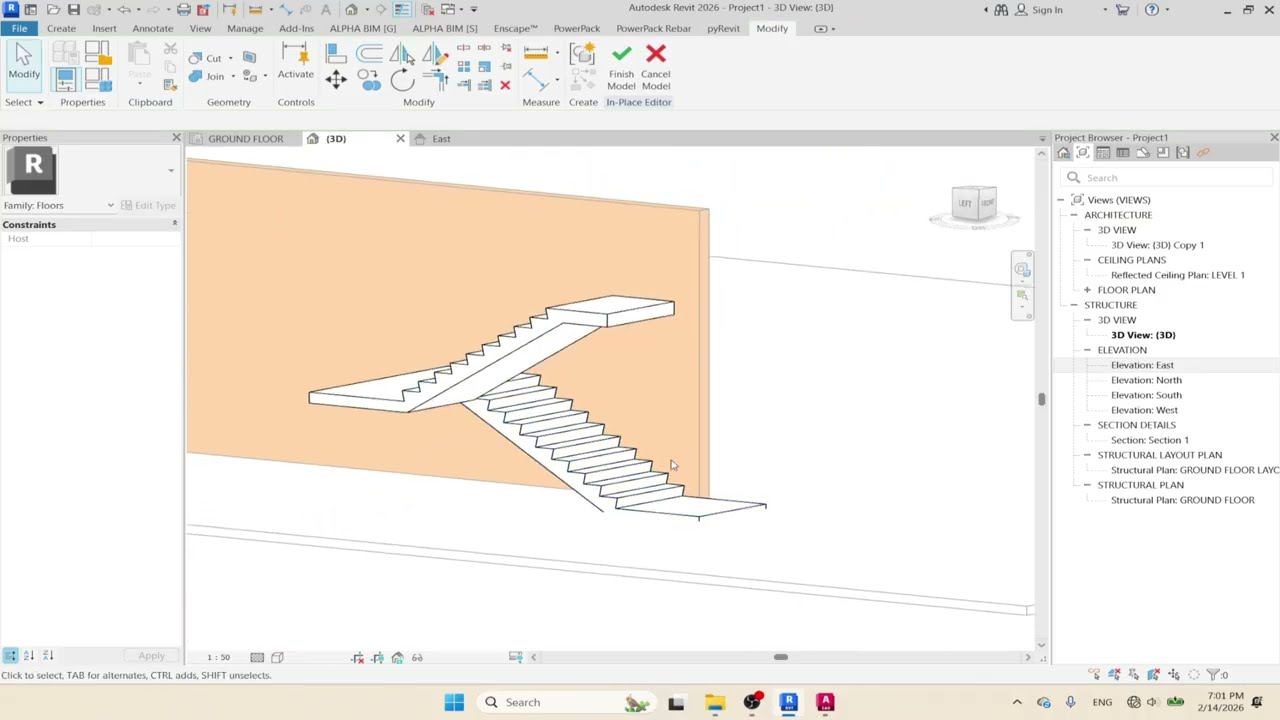 Model Stair by Model in Place