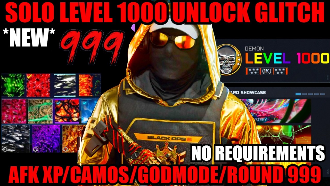 *NEW* SOLO AFK LEVEL 1000 GLITCH! GODMODE UNLIMITED XP/CAMO/ROUNDS! BO7 GLITCHES! BO7 ZOMBIES GLITCH