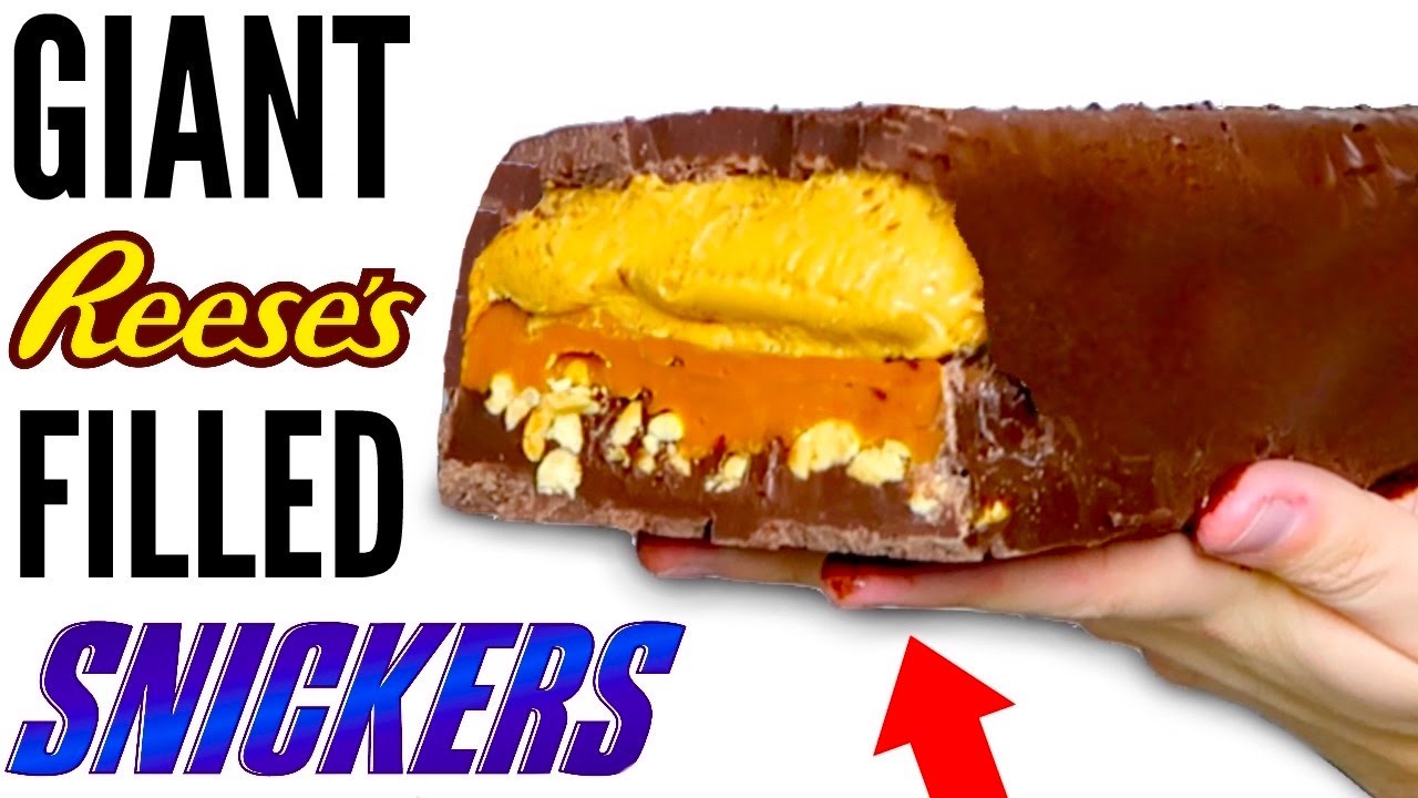 Barra gigante de Reese's Snickers casera | &iexcl;C&oacute;mo hacer una barra de chocolate enorme!