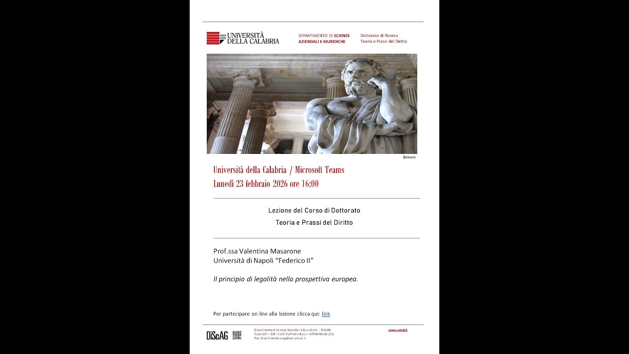 Lezione Prof.ssa Valentina Masarone - Il principio di legalità nella prospettiva europea