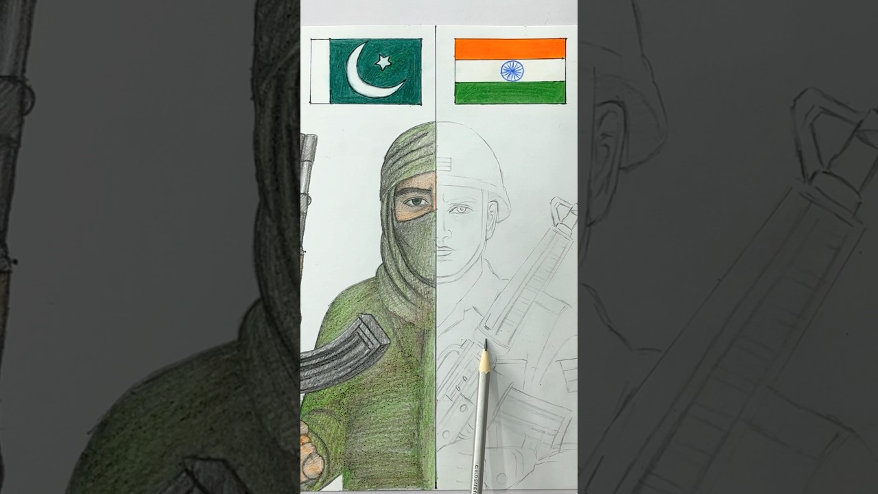 Drawing India Pakistan War 🇮🇳🫡 #shorts #indvspak #operationsindoor #art