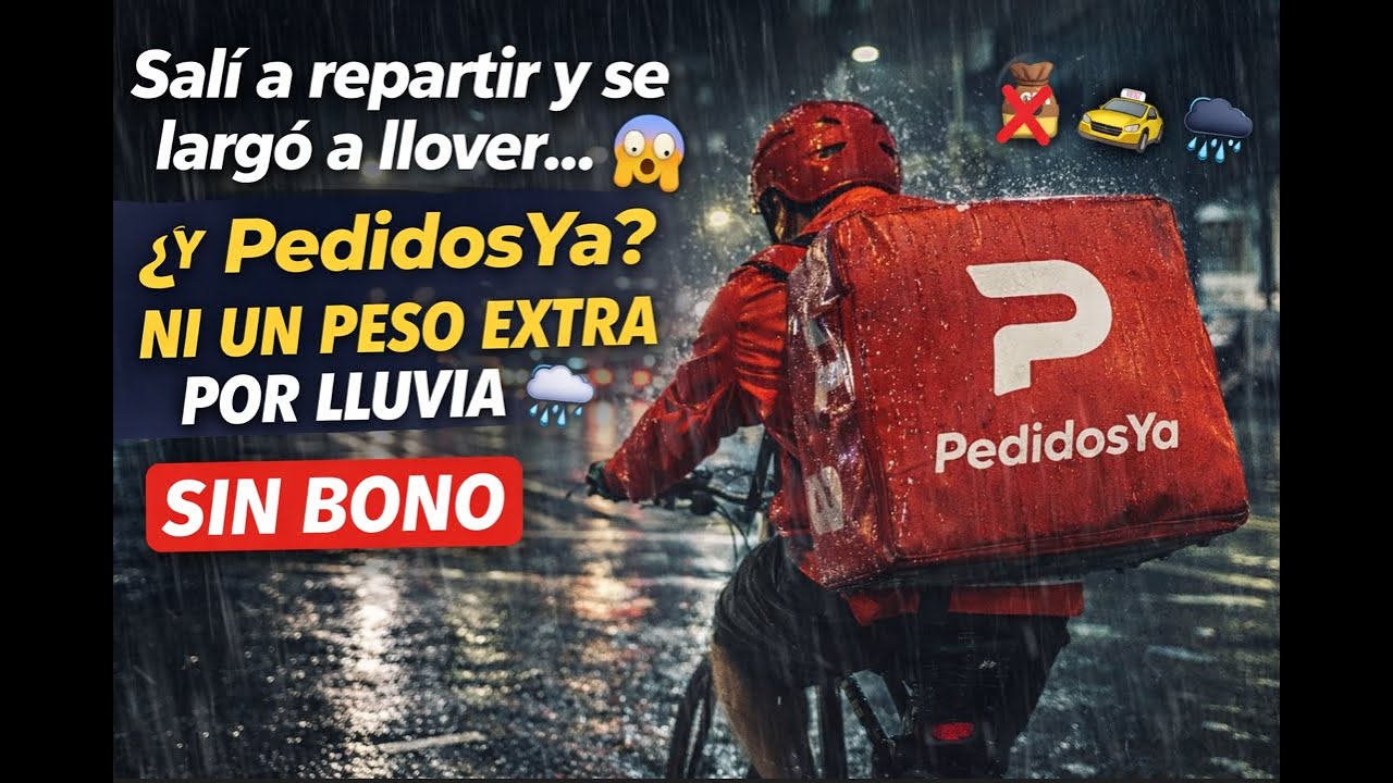 Salí a repartir y se largó a llover…🚴‍♂️ ¿y PedidosYa? NI UN PESO EXTRA POR LLUVIA 🌧️ #deliveryboy