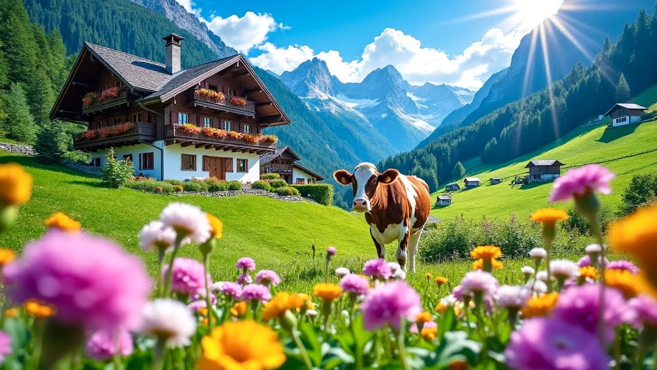 GRINDELWALD SWITZERLAND🇨🇭Most Amazing Swiss Village Walking Tour 🌼 SWISS Valley