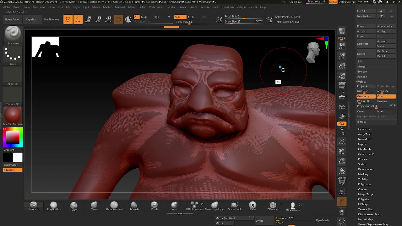 ZBrush - 17 - Lấy lại chi tiết sau khi ZRemesher & Topology (Project)