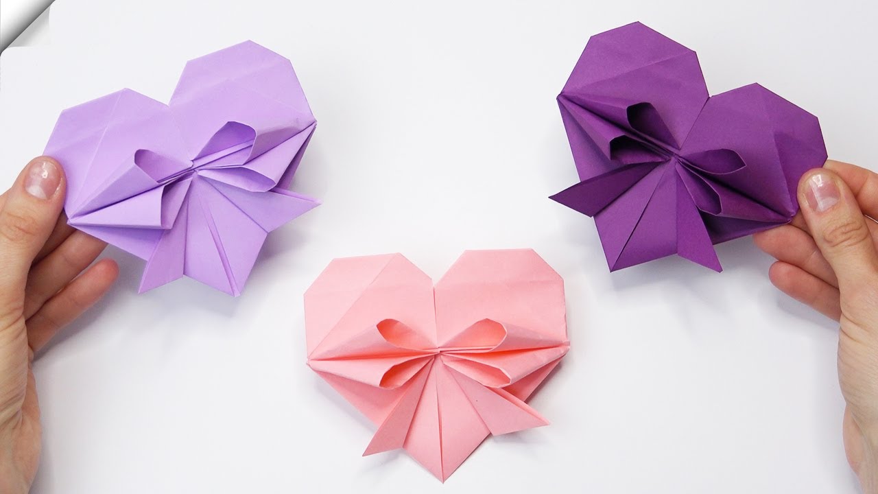 Paper HEART WITH BOW easy paper craft ideas