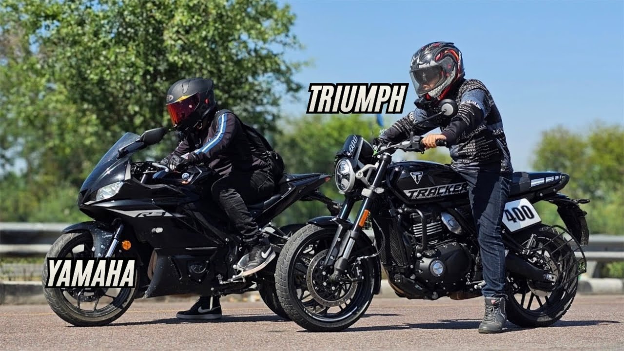 Triumph Tracker 400 vs Yamaha R3 Drag Race 🔥 | Who will win ?