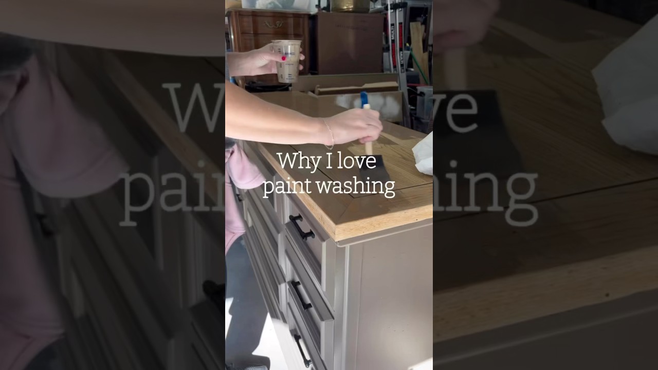 Why I love paint washing! Details below  👇 #paintwash #furnitureflip #paintedfurniture #diy