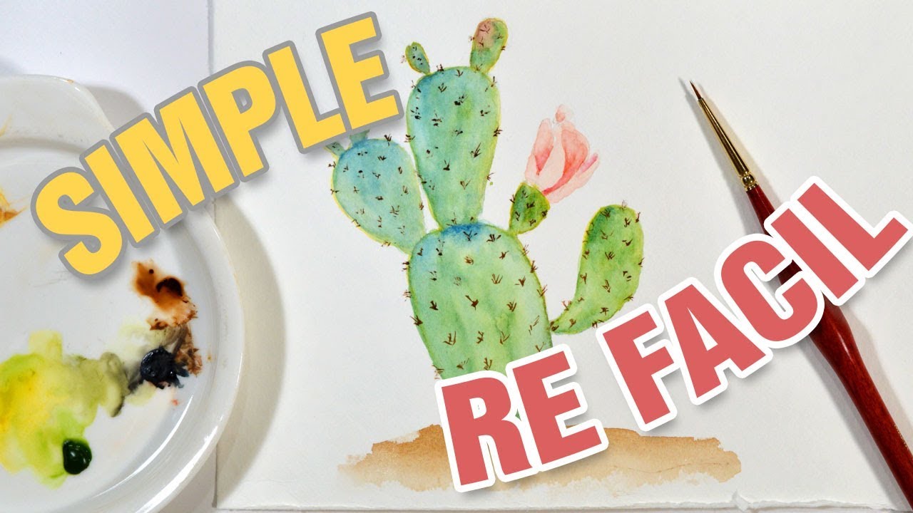 MIRA QUE FACIL ES PINTAR EN ACUARELA: UN CACTUS