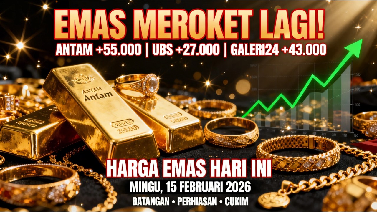 Harga Emas Hari Ini 15 Februari 2026 Naik Tajam! Antam Tembus Rp3 250 000, UBS & Galeri 24 Ikut Melo