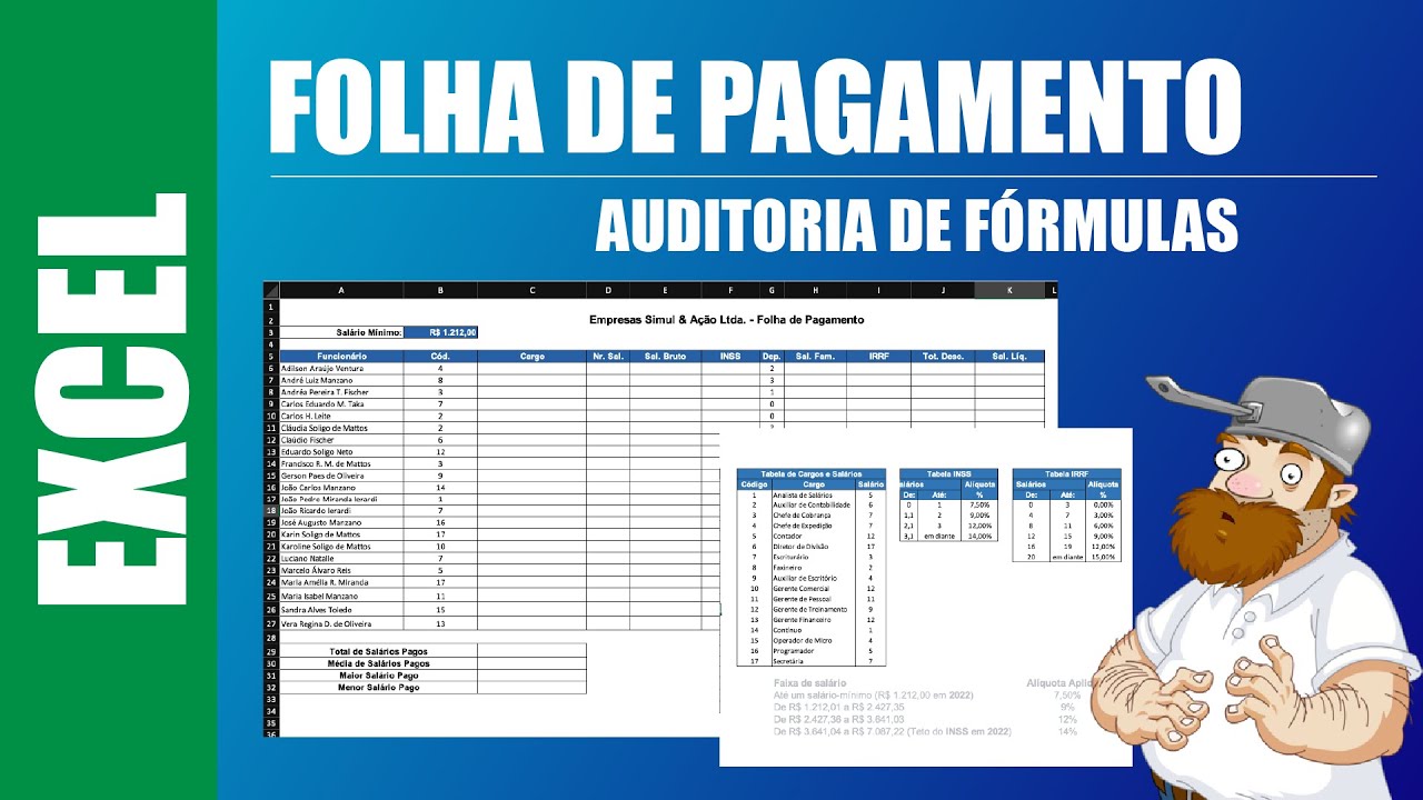 EXCEL - FOLHA DE PAGAMENTO (Auditoria de Fórmulas)