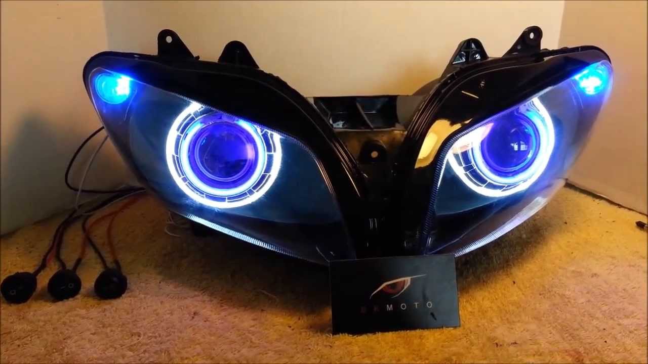 #1 98-03 R1 HID Projector Headlights BiXenon Dual Angel Eyes Halo BKmoto.com