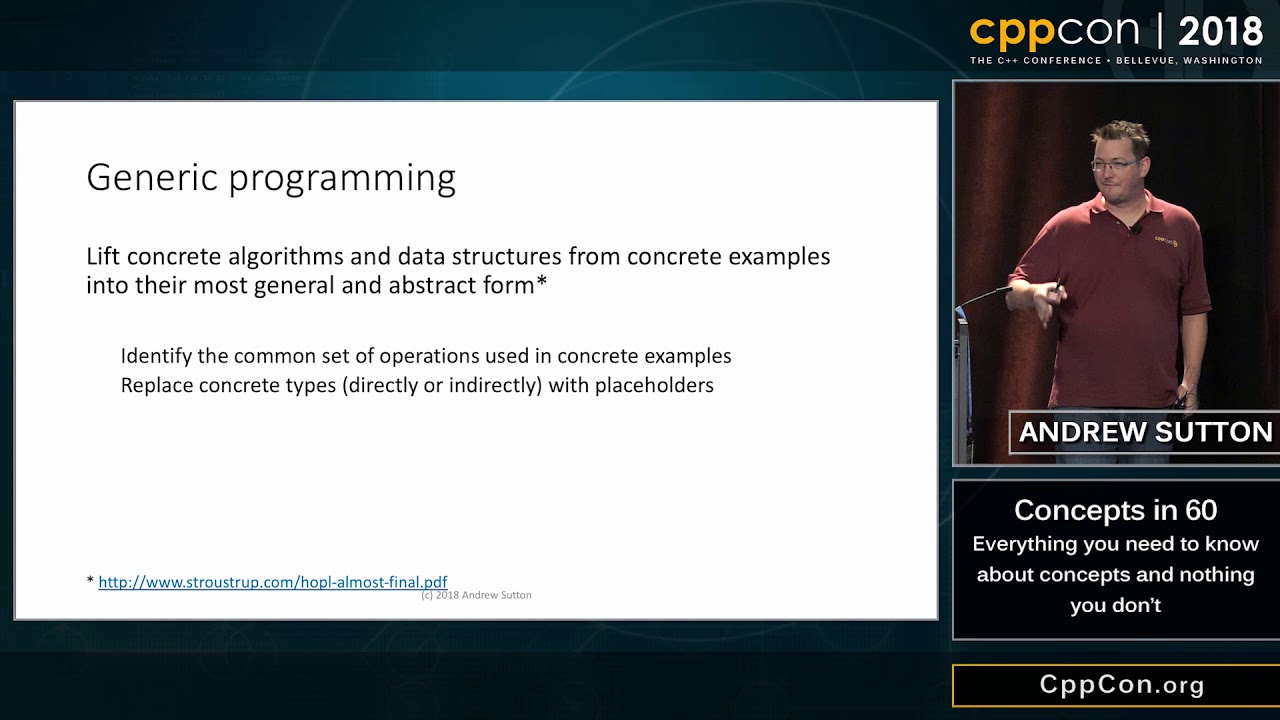 CppCon 2018: Andrew Sutton &ldquo;Concepts in 60: Everything you need to know and nothing you don't&rdquo;