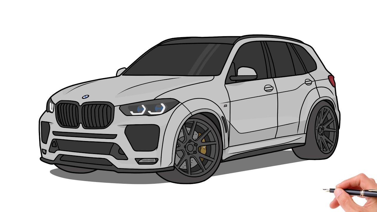 How to draw a BMW X5 2020 / drawing bmw x5m competition 2019 widebody car