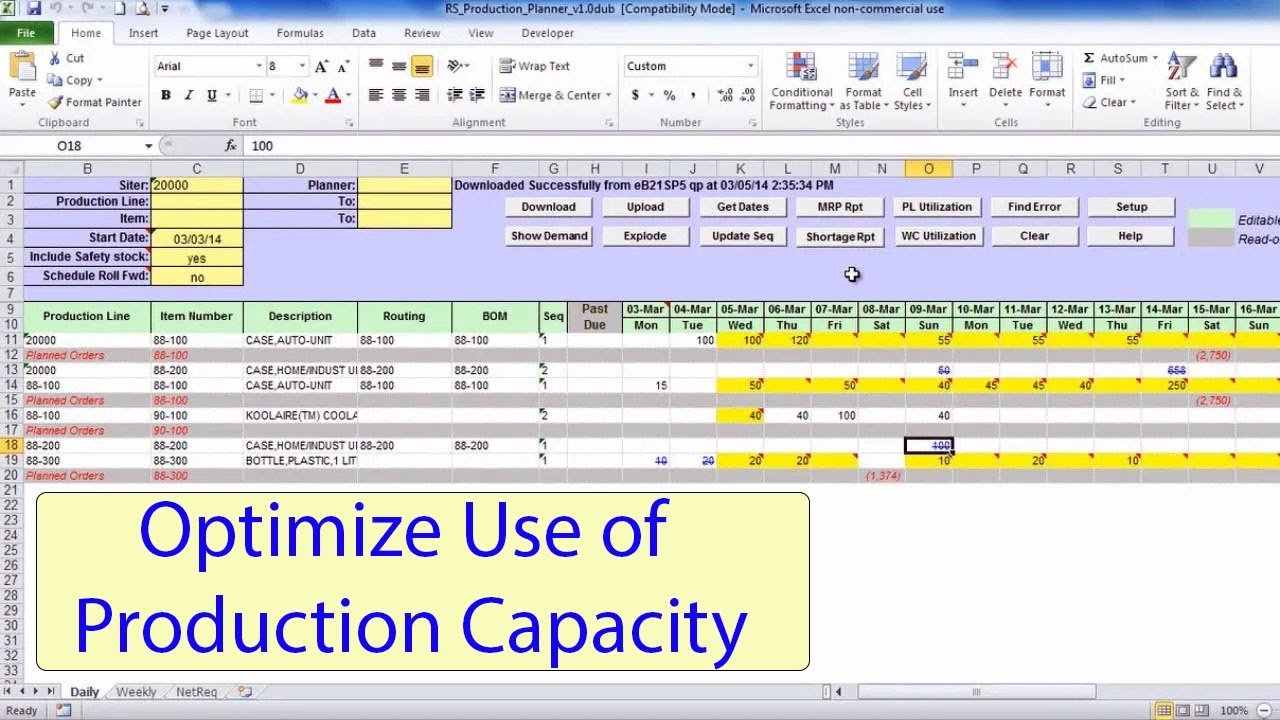 Excel Production Planning - capacity optimization - Part 1 #productionplanning #manufacturing