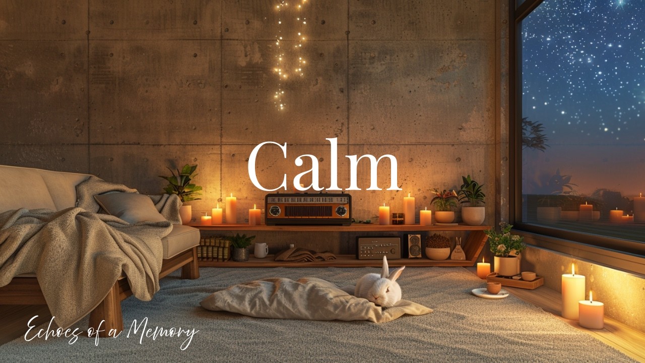 Calm Night Piano 🌙 Cozy Candlelight Room & Starry Sky | Relaxing Music for Sleep, Study & Deep Focus