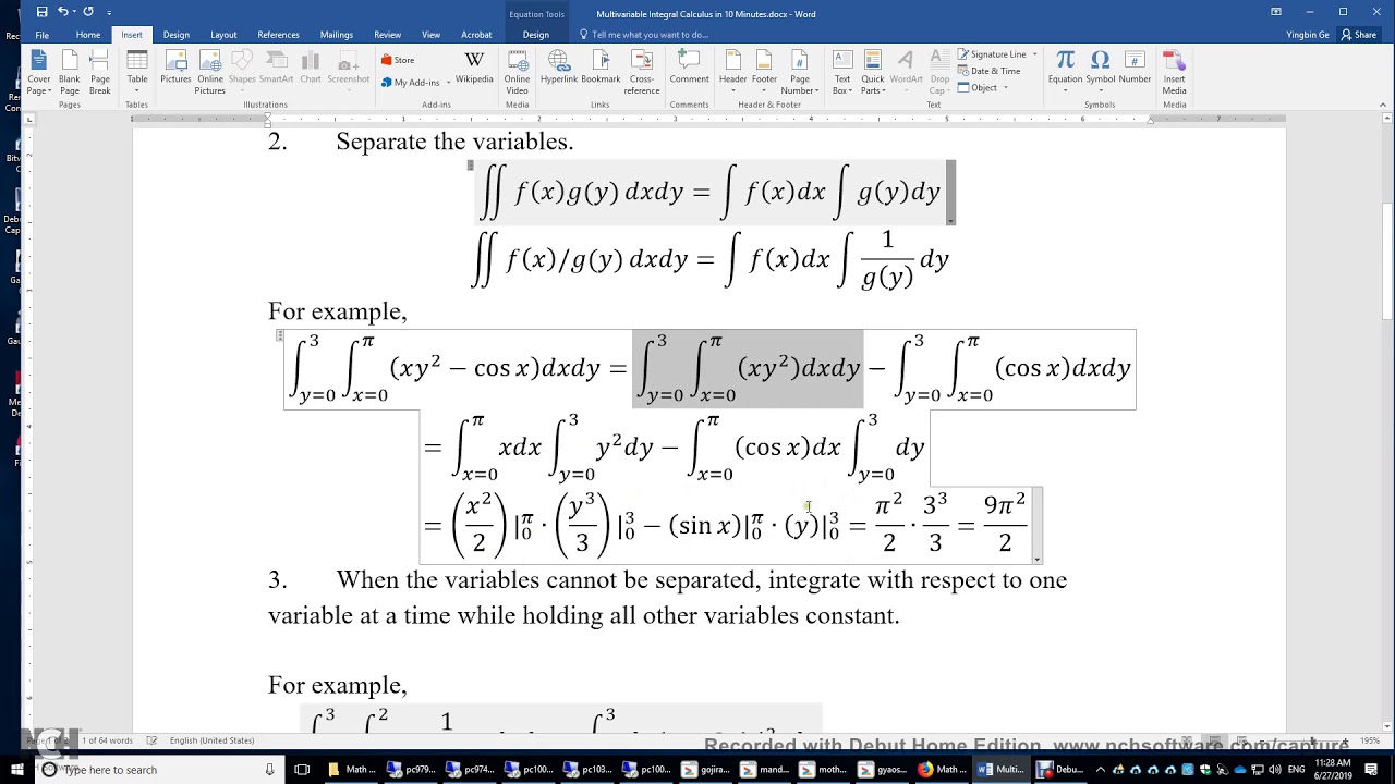 Multivariable Integral Calculus in 10 Minutes