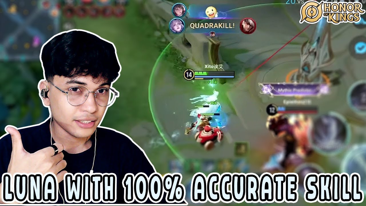 LUNA WITH 100% ACCURATE SKILL | TOP GLOBAL LUNA INDONESIA | Honor Of Kings