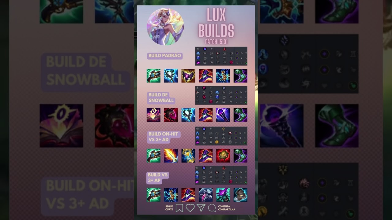 LUX BUILDS pra voc&ecirc; destruir no mid! #lux #lolbr #aram #lolbrasil #lolbuilds #botlane #arcane