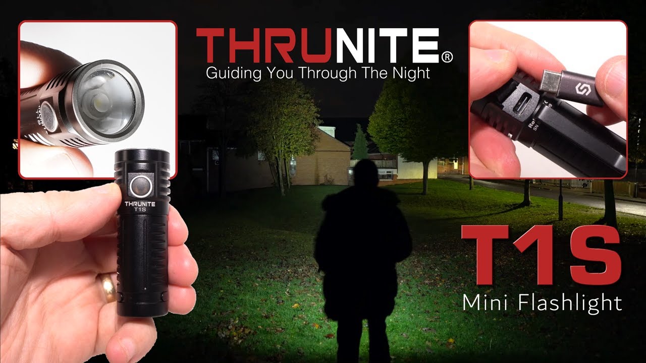 THRUNITE T1S mini flashlight with 1212 lumens, 184m beam, Type-C charging & magnetic tail cap