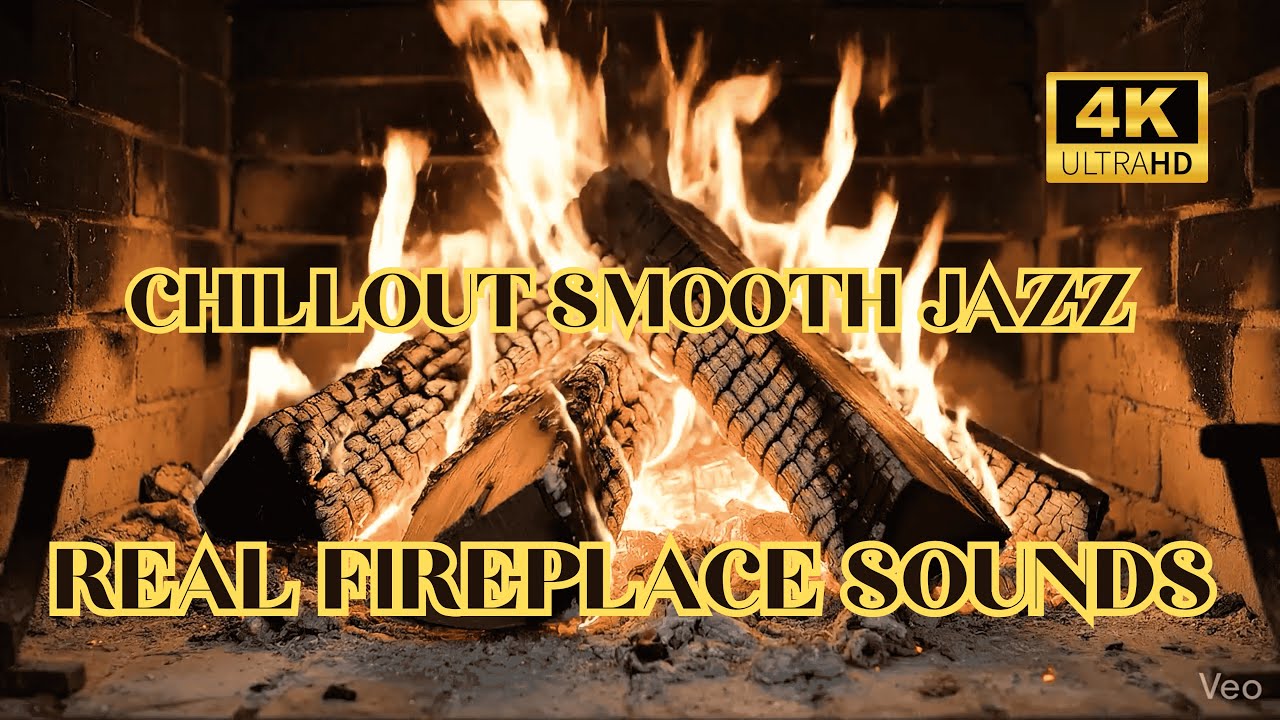 Real Fireplace Sounds and chillout Smooth Jazz • 1-Hour Relaxation •