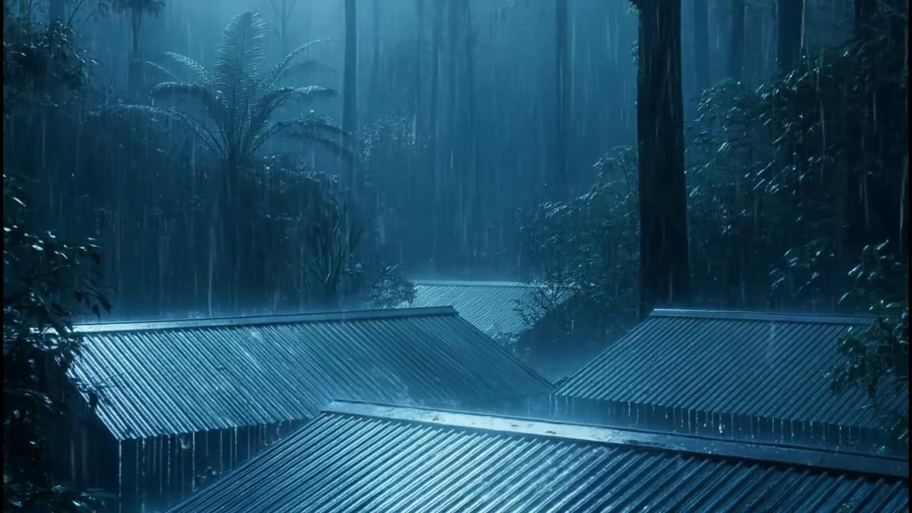 Intense Rainstorm On Tin Roof With Natural Thunder Sounds For Relaxation And Deep Sleep