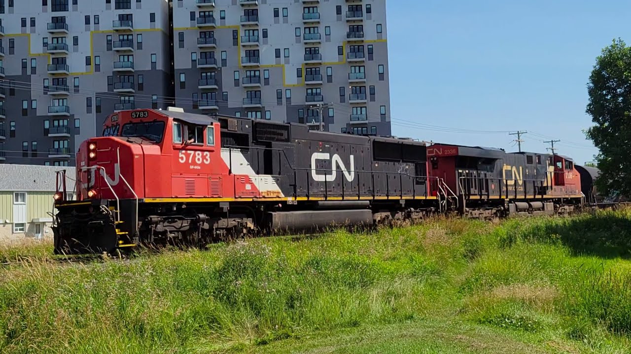 Quartet of Northbound Trains on the CN Letellier Subdivision
