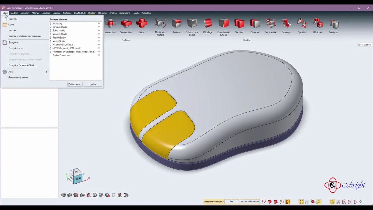 Modélisation hybride Surfacique et volumique dans Inspire Studio (Evolve 2019)