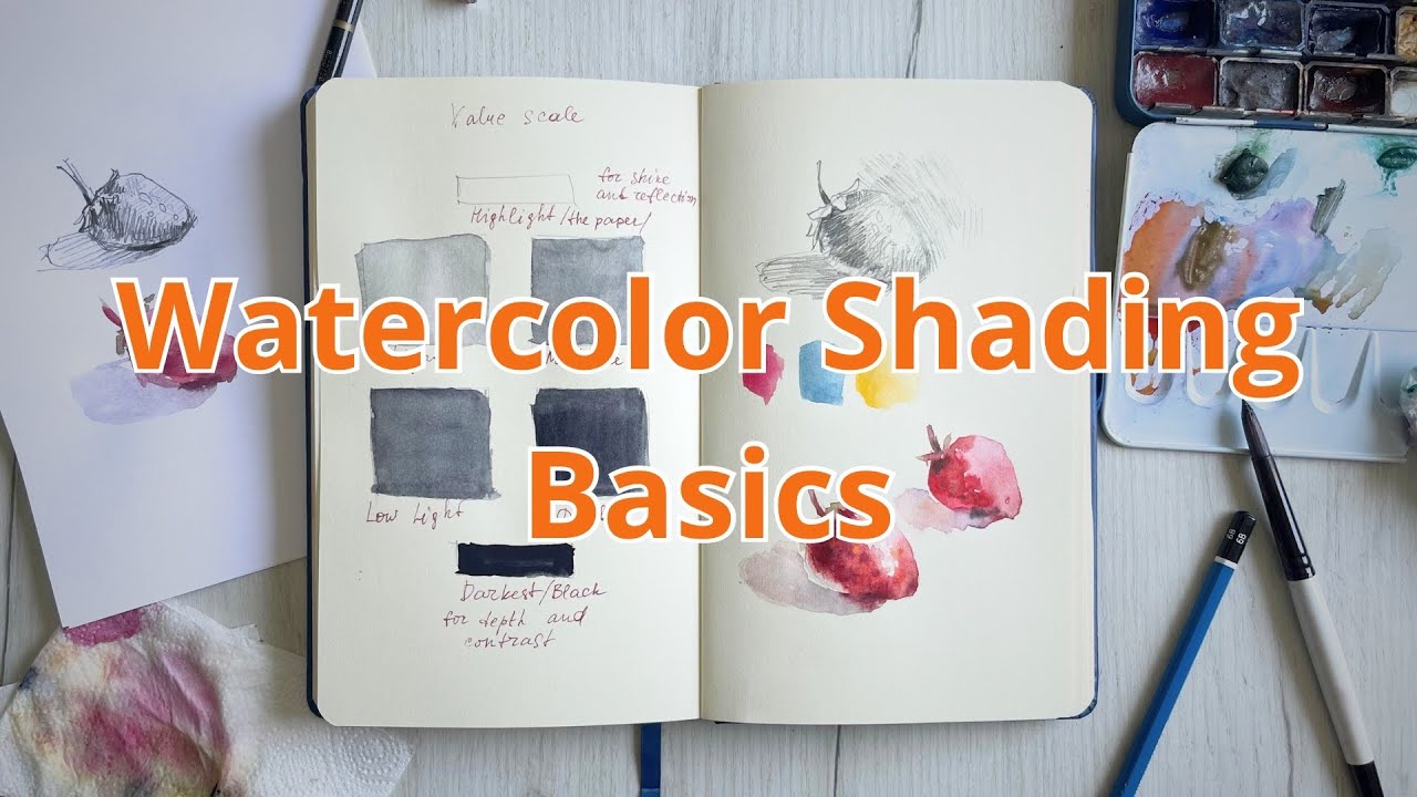 How to Shade with Watercolor – Strawberry Sketch for Beginners🍓✍️✨