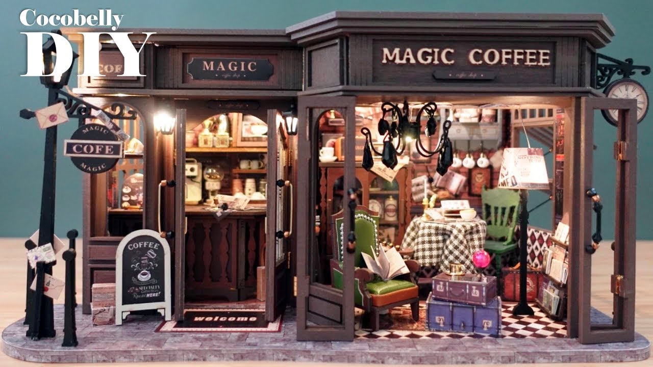 Vintage Coffee Shop | DIY Miniature Dollhouse Crafts | Liene PixCut S1 Sticker Printer and Cutter