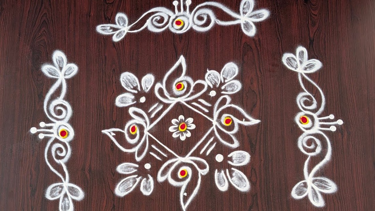 Easy Friday rangoli designs | 5*1 dots simple kolam designs |Melika muggulu designs |Border muggulu 
