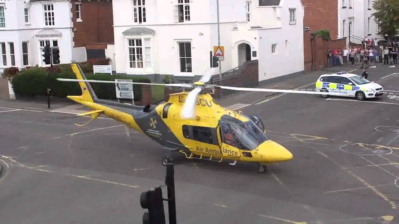 WNAA Air Ambulance Leamington Spa - Clarendon Street - Taking Off