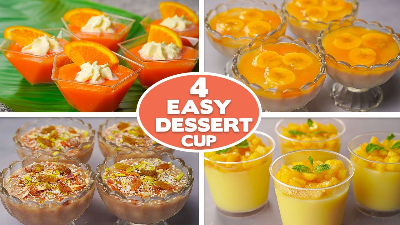 4 Easy No Bake Dessert Cup Recipe | Eggless Dessert Idea | Yummy