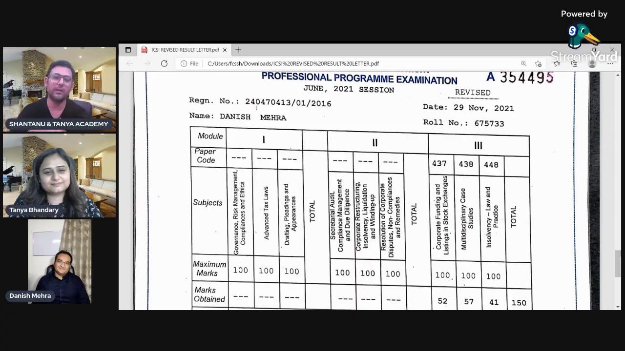 THANK YOU ICSI- MEET DANISH- 9 MARKS INCREASE IN VERIFICATION OF MARKS