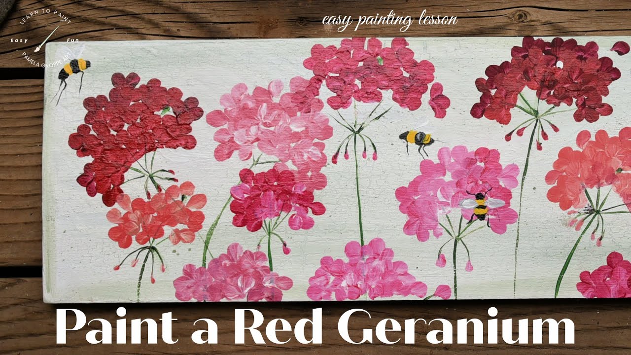 Paint a Red Geranium in acrylics