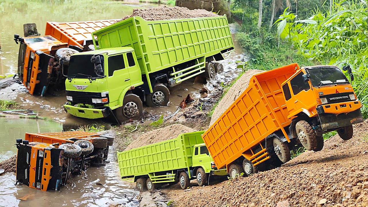 BIKIN PANIK Truk Hino MENOLAK TUA Muatan PASIR SOPIR TRUK OLENG Hilang Kendali Truk Fuso SALAH JALAN