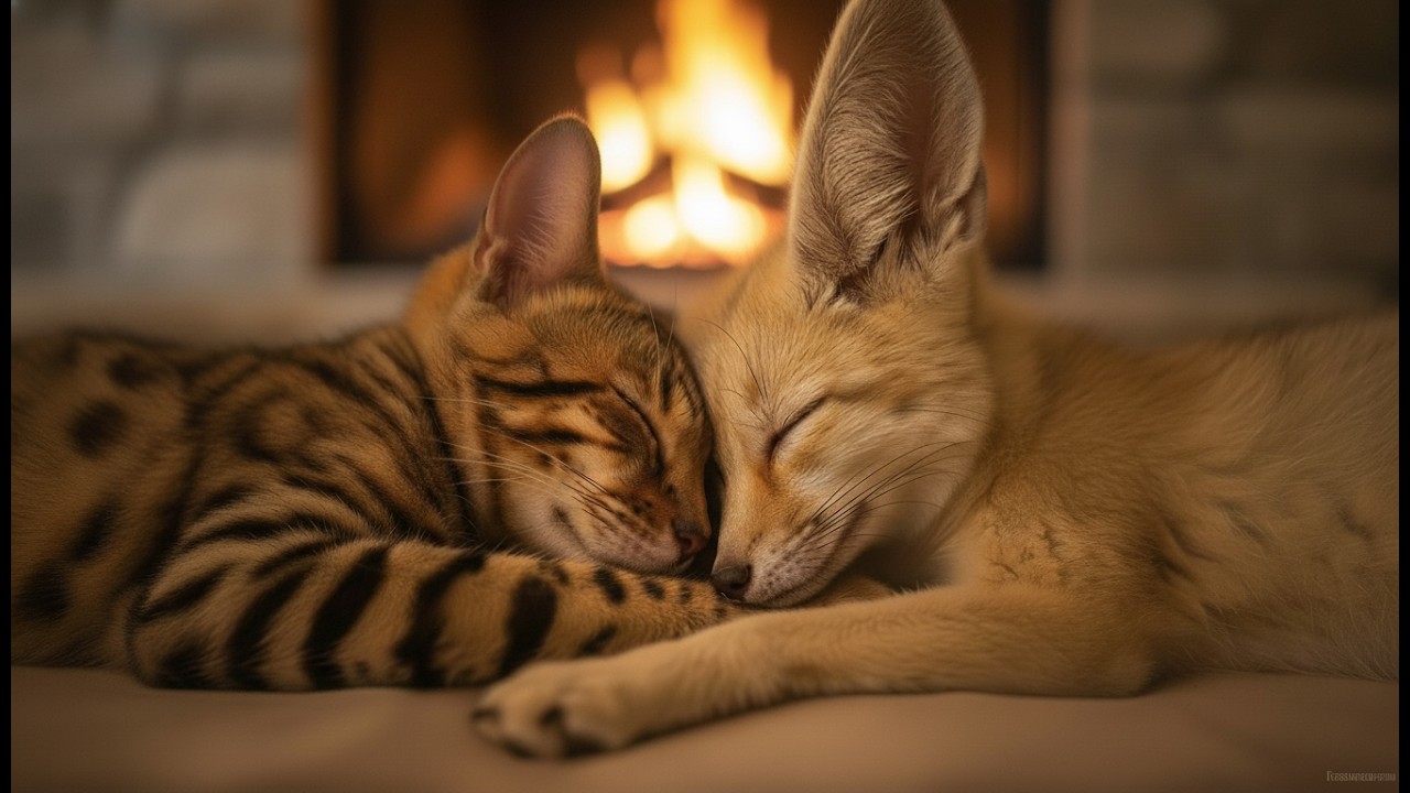 Fireplace & Purrs 🐆🔥Instant Serenity: