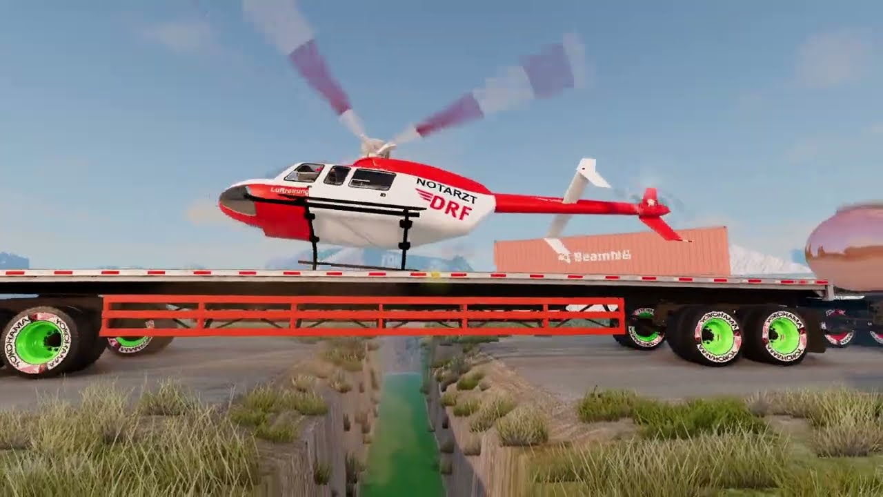 BeamNG.drive | Cars, Buses and Truck vs Gutter