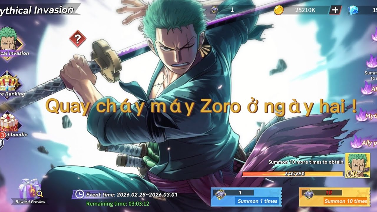 One Piece Tyrant( Gomu Huyền Thoại) | Ngày hai xả hết 12000 tệ săn Zoro • Zero Gamer 