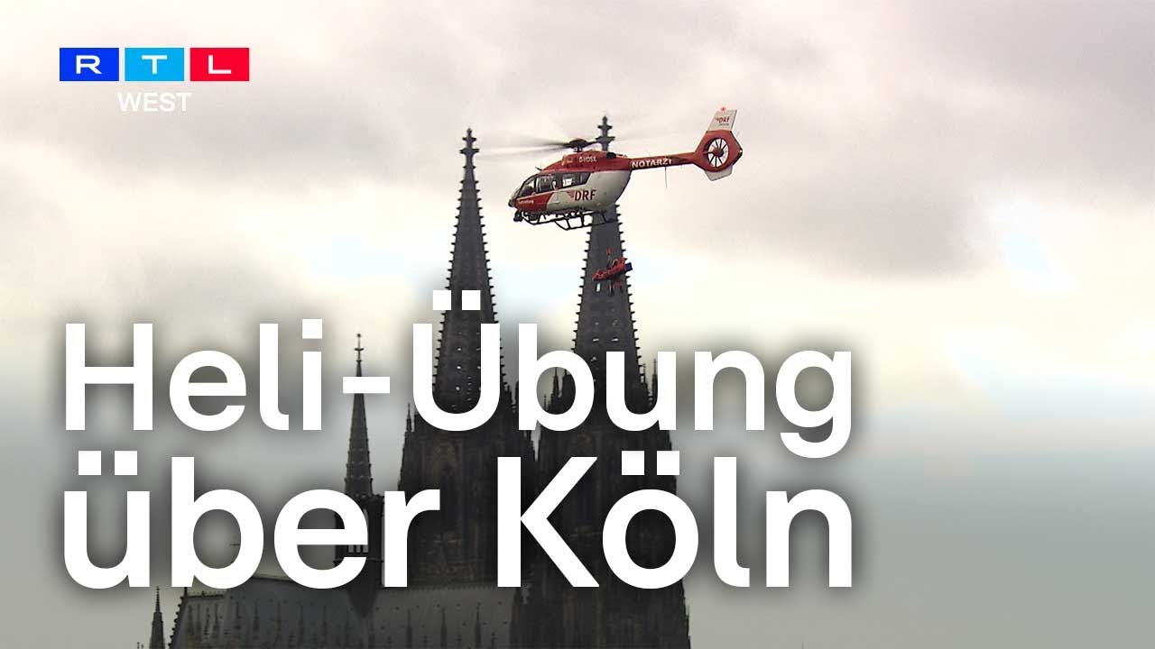 Hubschrauber &uuml;ber K&ouml;ln &ndash; Menschen bei &Uuml;bungseinsatz von Schiff gerettet | RTL WEST
