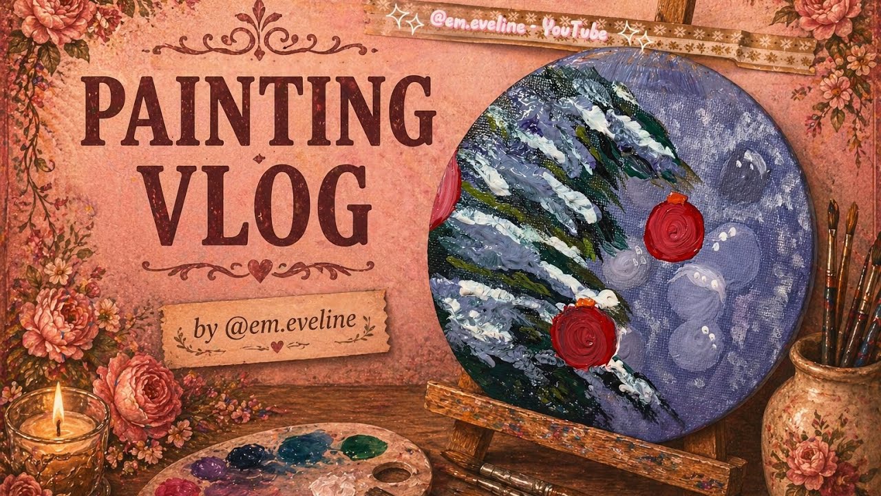 Paint with me (2nd vlog) / speed up / Christmas themed / easy, good for beginners 🎄🎨