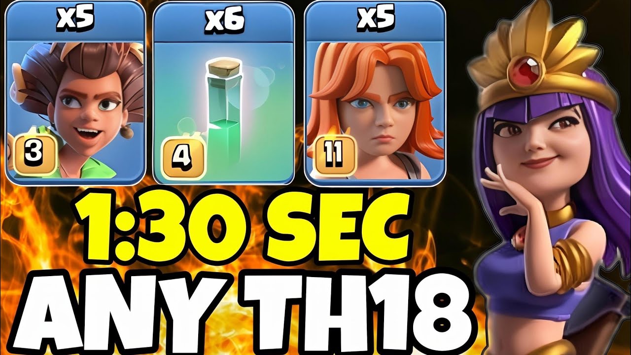 TH18 RC Charge with Root Rider Valkyries | New 3 Star Strategy !! Best Th18 Attack strategy ( Coc )!