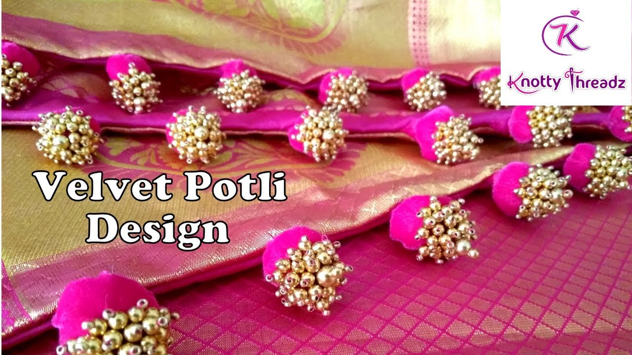 Heavy Beaded Potli Saree Kuchu Design | Elegant and Easy Bridal for Beginners- www.knottythreadz.com