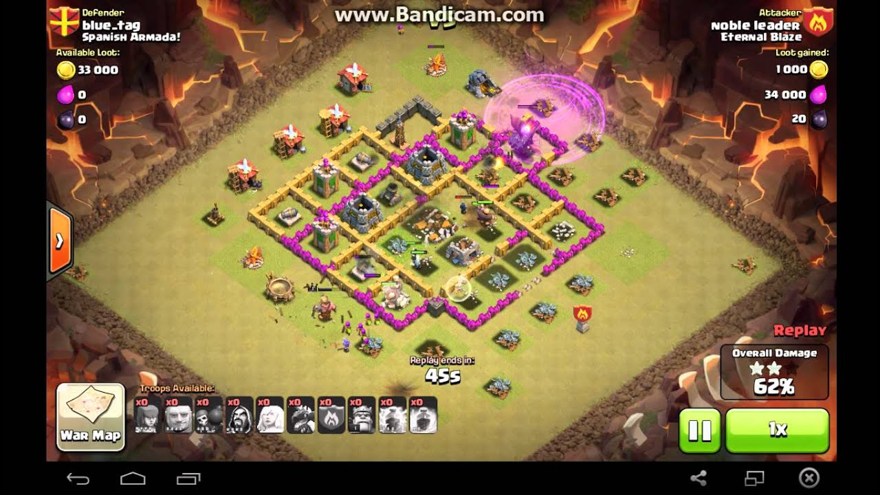 Th7 Attacker vs Th7 Defender Archer, Giant, Wizard, Healer, Dragon