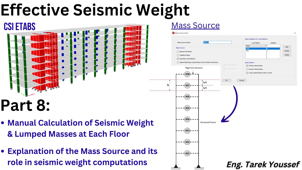 ETABS Tutorial 8: Manual Calculation of Seismic Weight and the Role of Mass Source in ETABS Software