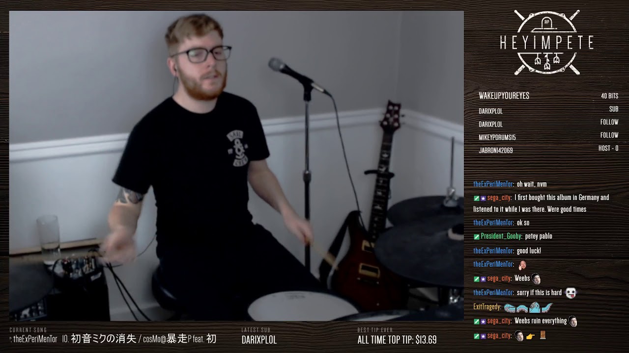 [Twitch: HeyImPete] - (drum) -- (cosMo@暴走P) Hatsune Miku - The Disappearance of Hatsune Miku