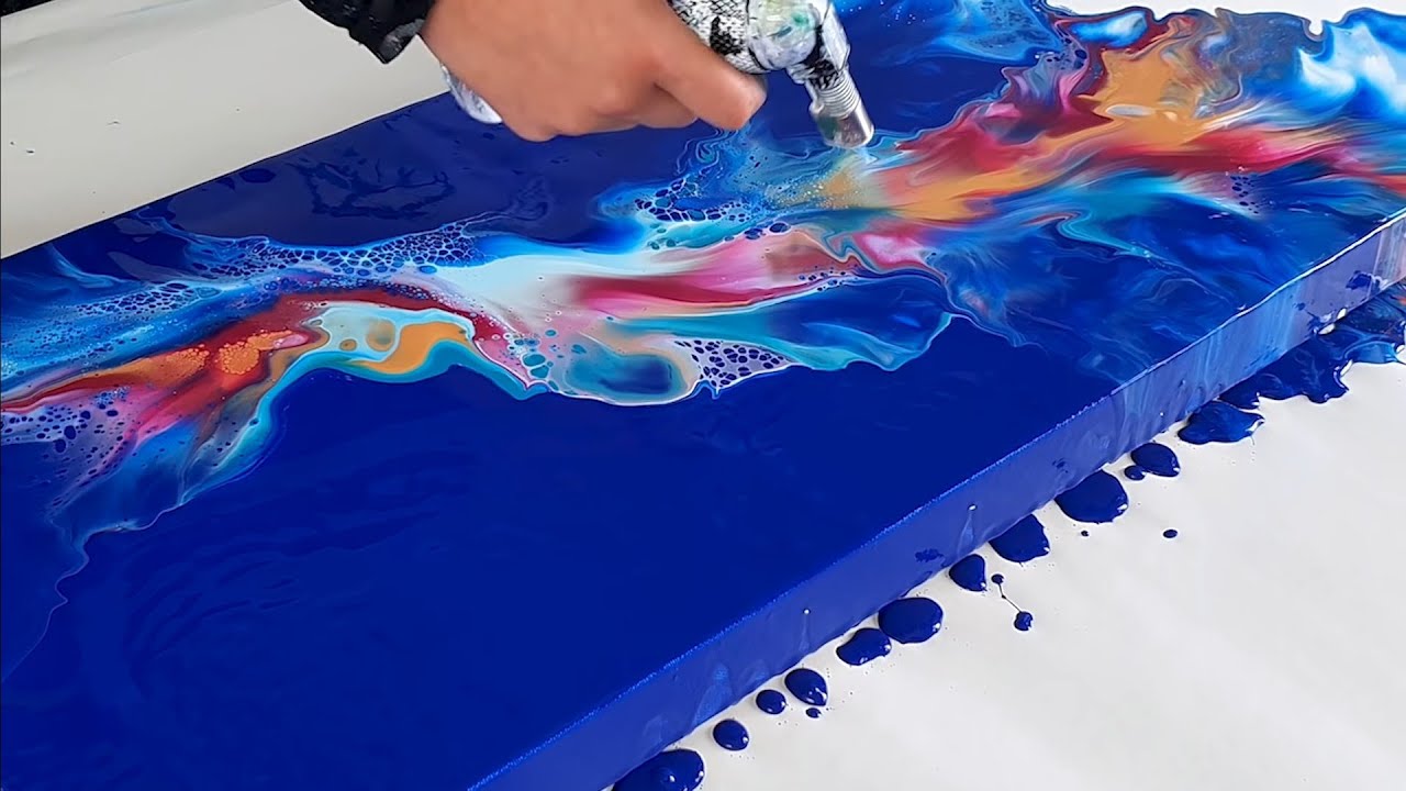 Big Colorful Ocean - Fluid Art / Acrylic Pour Painting with Dutch Pour Technique