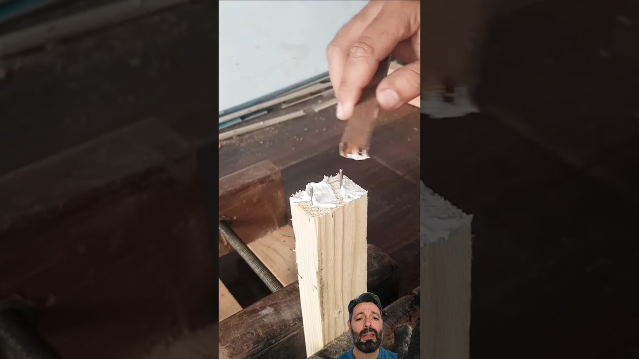 Genial idea para unir 2 maderas con tarugos metalicos #woodworking #jointing #diy #hacks #tips